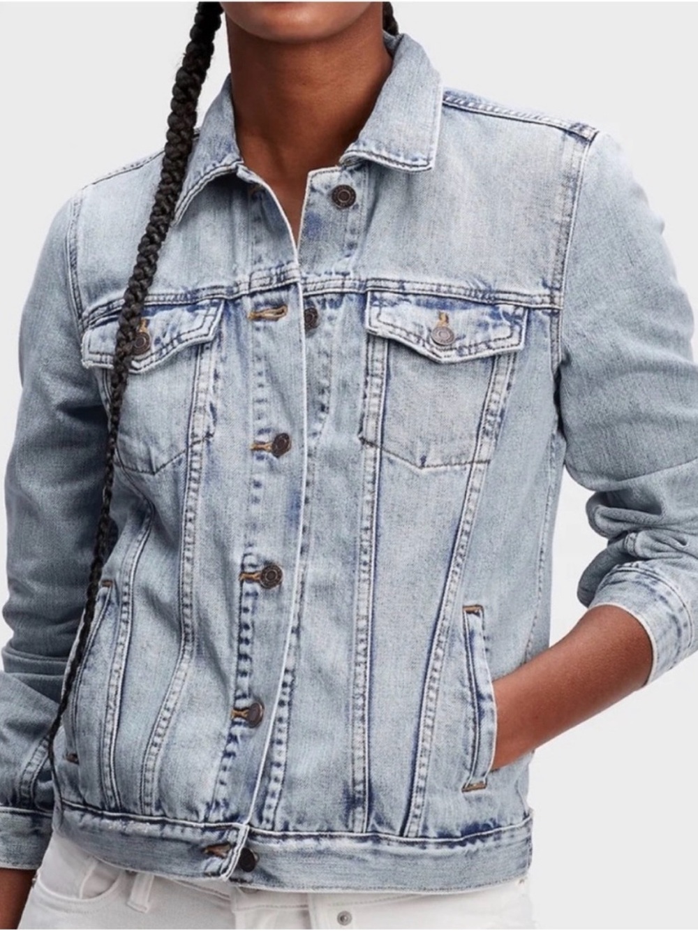 GAP Denim Icon Jacket Light Wash Jean Jacket Size Small Classic Trucker